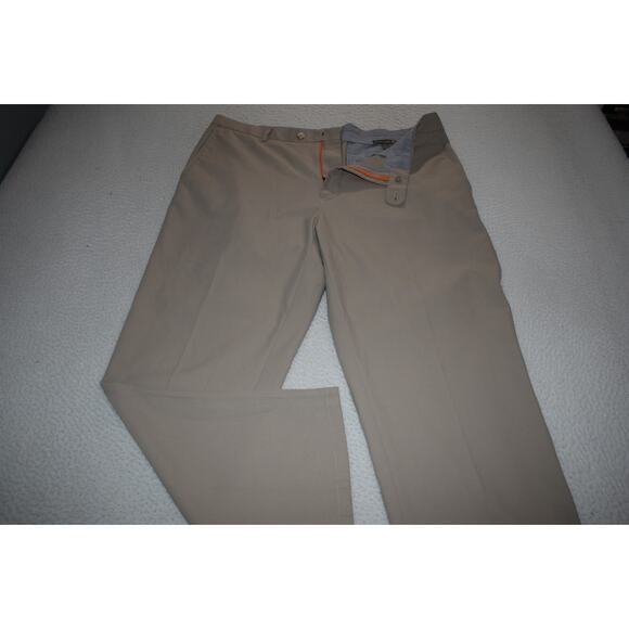 Peter Millar Golf Sport Pants Crown Crafted Men Size 38 x 28 Polyester Tan - Picture 2 of 8